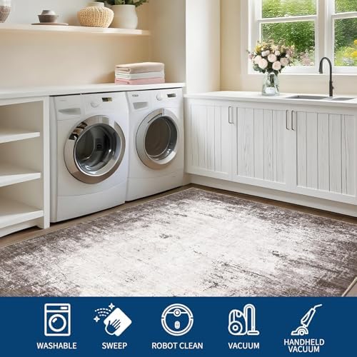 GarveeHome 3x5 Entryway Rug Washable Modern Abstract Small Brown - Image 4
