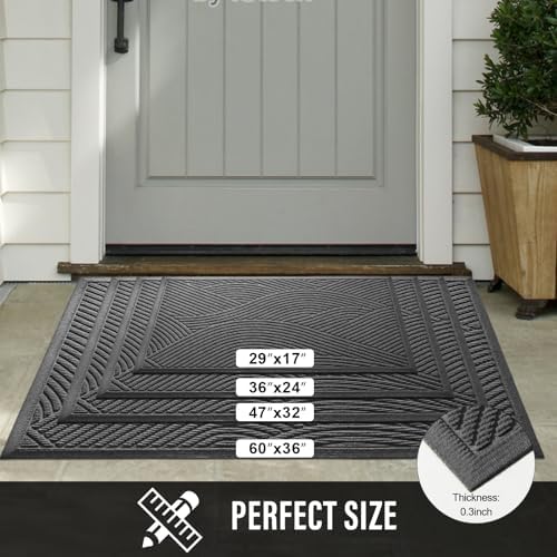 HIYARD Sturdy Front Door Mat, Absorbent Muddy Dirt Resist Welcome Door Mats Outdoor Indoor, Stain and Fade Resistant, Non-Slip Backing Entry Mat Low Profile Doormat for Entryway, 47×32, Grey - Image 6