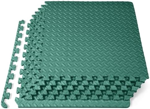ProsourceFit Exercise Puzzle Mat 1/2-inch, EVA Interlocking Foam Floor Tiles for Home Gym, Workout Equipment, Kids Play Areas, Green, 24 SQ FT - 6 Tiles by ProsourceFit
