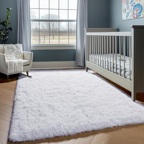 ONASAR White Rugs for Living Room 5x8, Fluffy Shaggy Area Rug for Bedroom, Ultra Soft Plush Large Floor Carpets for Baby Kids Girls Boys Teen Playroom Dorm Nursery Bedside Home Office Decor - Image 6