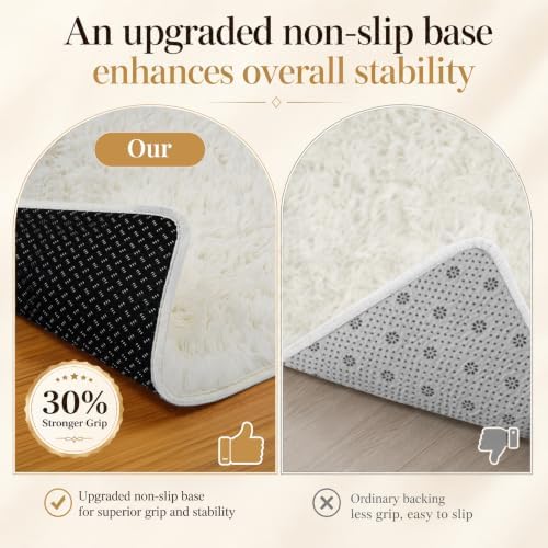 PLHXFR 6x9 Area Rugs Living Room: Fluffy Bedroom Rug Shag Carpet White - Image 6