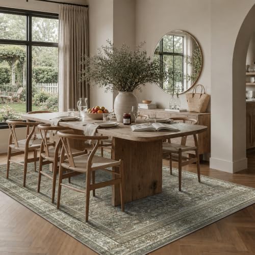 Schweek 6x9 Area Rug Brown Grey Non-Slip Washable Rugs for Living Room - Image 3