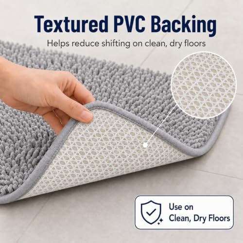 RUN HELIX 3 Piece Bathroom Rug Set Non Slip 3 Piece Bath Rug Set Ultra Soft Bath Rug,Absorbent Shaggy Bath Mat,Perfect Plush Bathroom Mats Sets with U-Shaped Toilet Mat - Image 4
