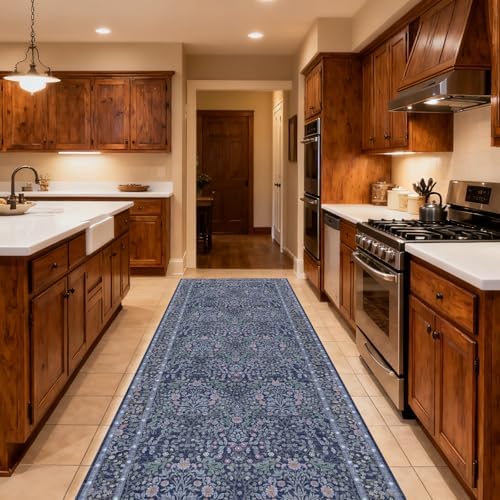2'6" x 8' Runners Rug for Hallway Washable Soft Carpet (Blue) - Image 2