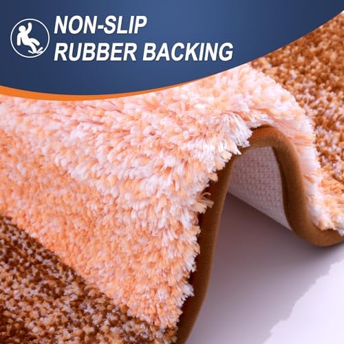 OLANLY Micorfiber Bathroom Rug Set 2 Piece, Absorbent Bath Mats, Orange - Image 5