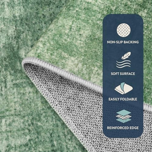 Lahome Green 6x9 Area Rugs Boho Washable Rugs for Living Room, Modern Abstract Rugs for Bedroom, Ombre Non-Slip Throw Dining Room Rug Carpet for Playroom Office Nursery(6'x9',Green) - Image 6