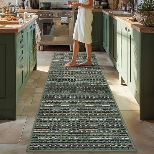 BSICPRO Kitchen Runner, 22"x59" Kitchen Mats for Floor, Green by BSICPRO