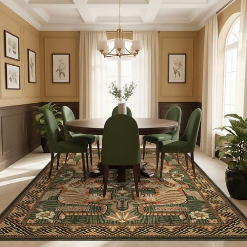 GarveeHome Tiger 6x9 Rugs Boho Green Washable Vintage Non Slip Living Room - Image 3