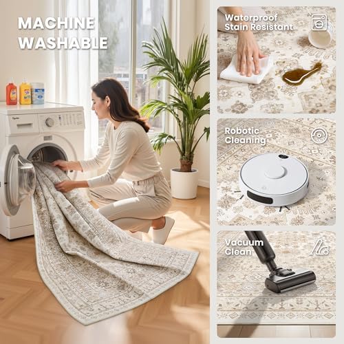 zesthome 7x9 Area Rugs for Living Room,Large Washable Rug,Beige - Image 5