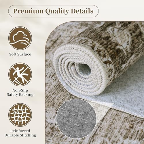 Brown 4x6 Entryway Rugs, Vintage Area Rug for Bedroom, Living Room - Image 5