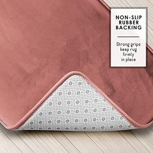 Clara Clark Bathroom Rugs, Velvet Memory Foam Bath Mat, Non-Slip, Machine Washable Bath Rugs - Dries Quickly, Ultra Soft Plush Bath Mats for Bathroom, 20 x 32, Misty Rose - Image 5