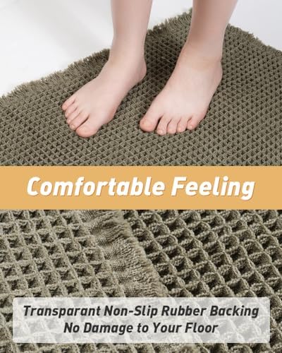 Upgraded Waffle Bath Mat Ultra Absorbent Non Slip Bathroom Mat, 17" x 24" - Image 4