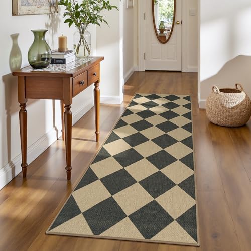 Lessymo Kitchen Runner Rug 2x6, Checkered Jute Rugs Washable Non Slip - Image 4