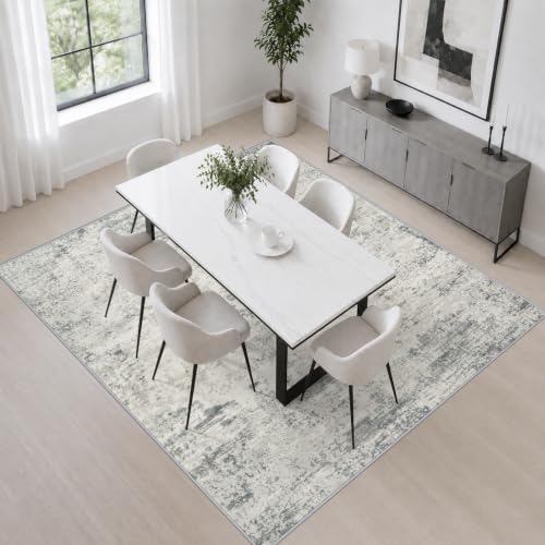 Area Rug Living Room: 5x5 Modern Washable Indoor Soft Carpet Gray - Image 4