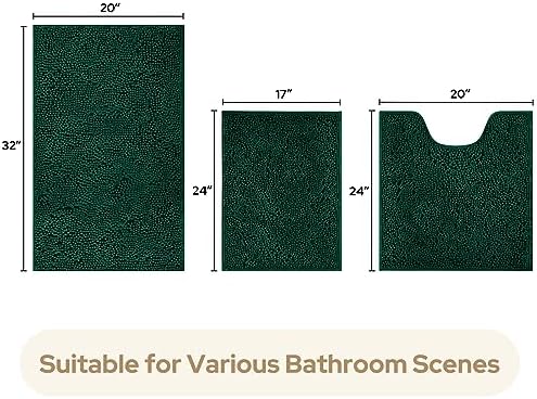 HOMEIDEAS Bathroom Rugs Set of 3, Super Soft Absorbent Chenille Bath Rugs - Image 2
