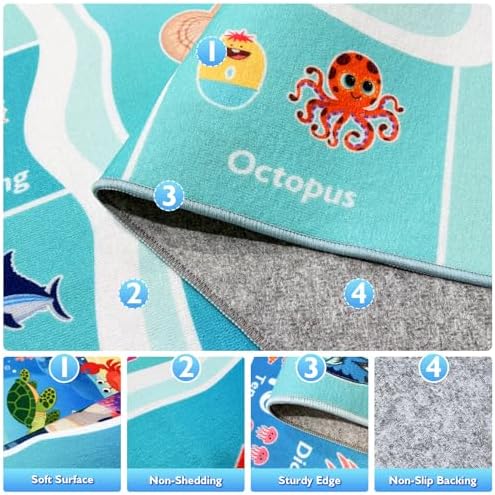ABC Kids Ocean Rug for Playroom, 8x10 ft Alphabet Classroom Rug - Image 4