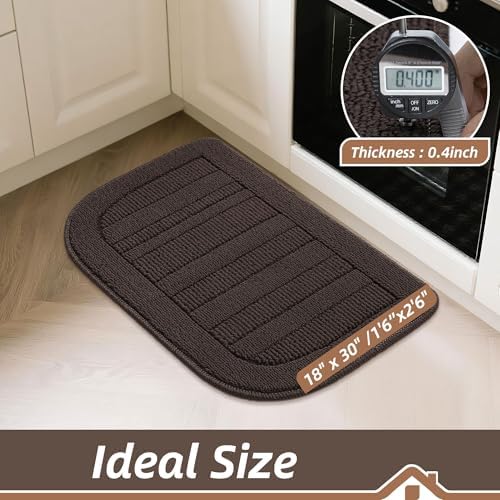 BEQHAUSE 30x18 Inch Kitchen Rugs Non Slip Washable Kitchen Sink Rug, Brown - Image 3