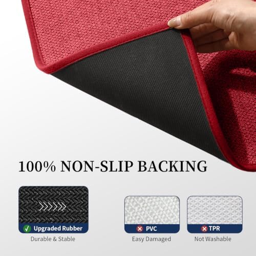 YIHOUSE Long Large Bathroom Rugs Sets 2 Piece, Quick Dry Thin Bath Mat, Non Slip Absorbent Machine Washable, Bath Runner Rug for Tub Sink Home Decor (24"x36" + 24"x59",Red) - Image 5