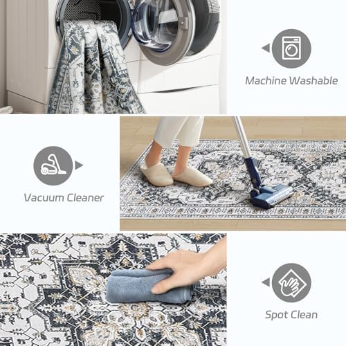 Madane Kitchen Runner 2'6''x8' Soft Rug Runners for Hallways, Black - Image 4