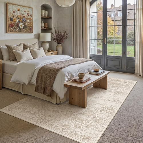 HUGEAR Light Brown 5x7 Area Rug Washable for Living Room - Image 2