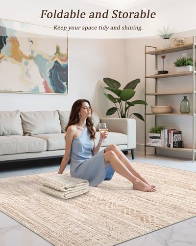 Miukiki 10x14 Area Rugs for Living Room Non Slip Washable Rug Beige - Image 5