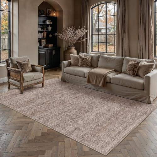 HUGEAR Brown Area Rug 6x9 Washable Neutral Rug for Living Room by HUGEAR