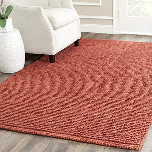 SAFAVIEH Natural Fiber Square Rug 4', Jute Knotted Rust NF447C by Unknown