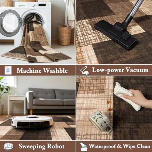 Washable 4x6 Entryway Rug, Area Rugs for Bedroom Kitchen, Chocolate - Image 6