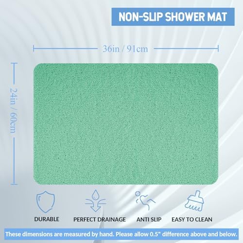 Hargiis Non-Slip Bathtub Mat, Anti Slip Shower Mat, Fast Drying Bathtub Mats, Foot Scrubber Mat, Anti Slip Mat for Tub, Floor, Bathroom, Kitchen, Home, Hotel (Light Green 36"×24") - Image 2