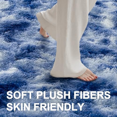 5x7 Ft Blue Shag Rugs for Bedroom Living Room Decor, Ultra Soft Fluffy Furry Area Rug for Indoor Floor, Aesthetic Carpet for Nursery Dorm Home Decor - Image 5