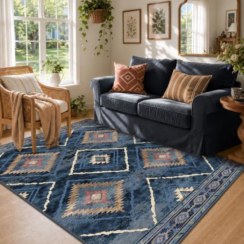 BESTSWEETIE 3'x5' Washable Area Rug for Living Room Bedroom Darkblue - Image 2