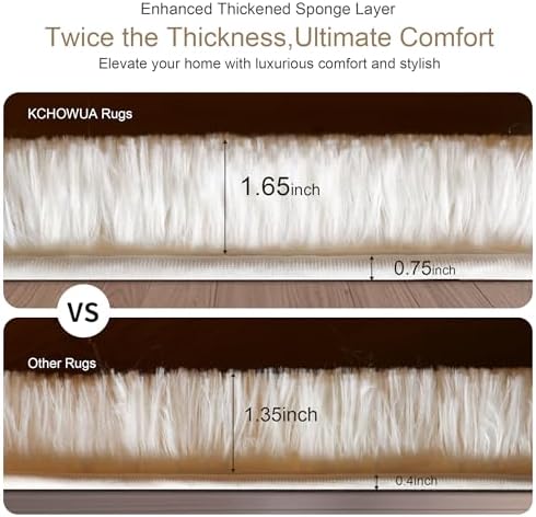 3x5 Thick Cream White Fluffy Shag Rug for Girls Bedroom, Plush Carpet - Image 3