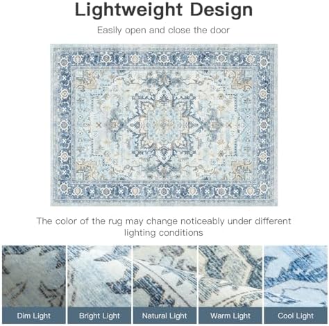Lofus 6x9 Light Blue Rugs for Bedroom Living Room, Vintage Boho Carpet - Image 6