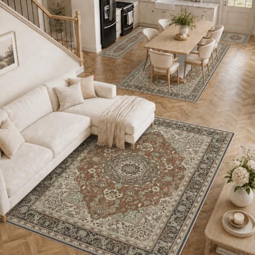 Washable 4'x6' Vintage Area Rug for Bedroom Living Room - Image 3