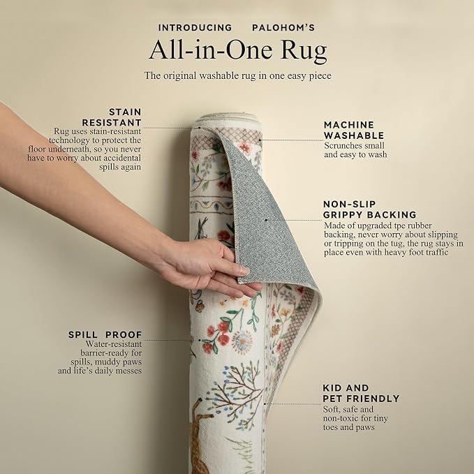5x7 Area Rugs for Living Room: Washable Bedroom Rug Vintage Rugs Stain Resistant Non Slip Low Pile Soft Lightweight Carpet Rugs for Kitchen Dining Room Farmhouse Nursery Kids Room Home Office - Image 4