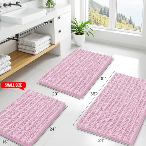 Smiry Bathroom Rugs 34X21, Extra Soft Rubber Backing Chenille Bath Mats - Image 2