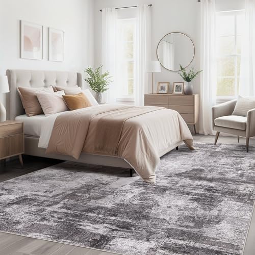 kakania Abstract 10x14 Area Rugs for Living Room: Washable Rugs Grey - Image 3