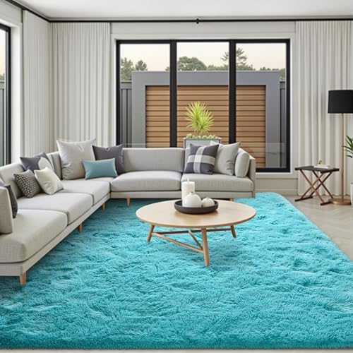 FinRèc Home 6x9 Non-Slip Fluffy Area Rugs for Living Room (Blue) by FinRe%CC%80cHome
