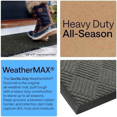 GORILLA GRIP WeatherMAX Door Mat, Indoor Outdoor Use, 47x35, Gray Diamond - Image 4