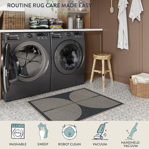 Lahome Rainbow Easy Jute Rugs for Entryway, 32"x48" Black Door Mat Non Slip - Image 5