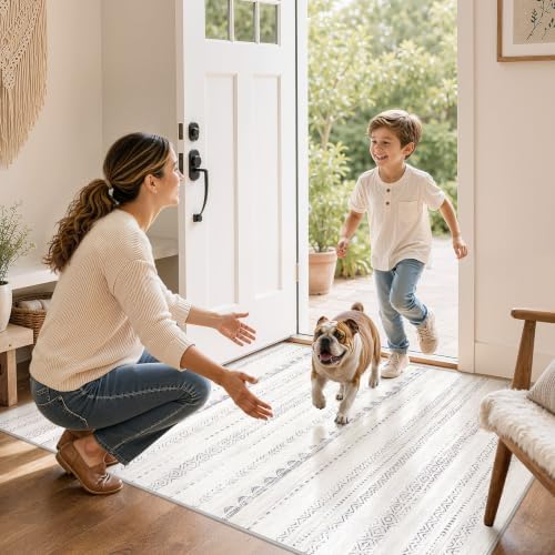 Nakagishi Boho 3x5 Area Rug Living Room Rugs Machine Washable Gray - Image 5