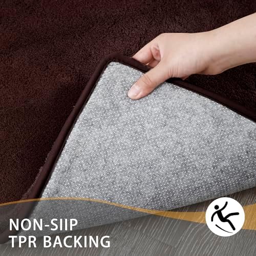 MINIDEAR Toilet Rugs 24x20 - U Shaped Dark Brown Thick Memory Foam Contour Rugs,Ultra Soft & Plush Fluffy, Non-Slip, Quick Dry, Absorbent Washable Floor Microfiber Mat for Home Decor Accessories - Image 2