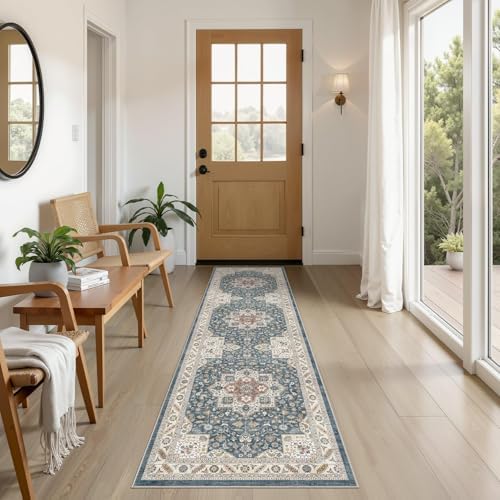 cotiled 2x6 Hallway Runner Rug for Entryway, Non-Slip Vintage, Vintage Blue by COTILED