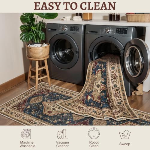 Tangsoo Oriental 2x3 Washable Rugs for Entryway, Non Slip Small Area Rug - Image 4