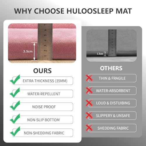 Huloo Sleep Baby Play Mat for Floor,1.3" Thick Elasti-Foam 50x50 Playpen Mat for Toddlers Infant Kids,Water-Repellent Soft Coral Velvet Tummy Time Mats,Non Slip Crawling Mats,Tatami Style(Pink) - Image 4