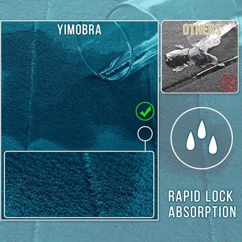 Yimobra Memory Foam Bathroom Mat Set, 31.5 x 20 & 24 x 20 in, Peacock Blue - Image 4