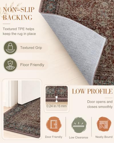 OLANLY 3x4 Washable Accent Rug, Soft Non Slip Carpet for Entryway Bedside - Image 7