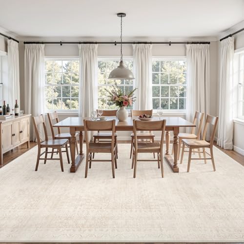 Area Rugs 9x12 Living Room: Bedroom Neutral Washable Carpet Beige - Image 3