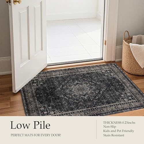 Ruaruarug Washable Area Rug 8×10 for Living Room, Ultra Soft, Black Gray - Image 2