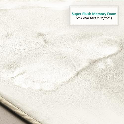 Clara Clark 2 Piece Bathroom Rugs, Velvet Memory Foam Bath Mat Set, Non-Slip Bath Rugs, Machine Wash, Dries Quickly, Ultra Soft Plush Bath Mats for Bathroom, 17 x 24 + Contour, Off White - Image 6